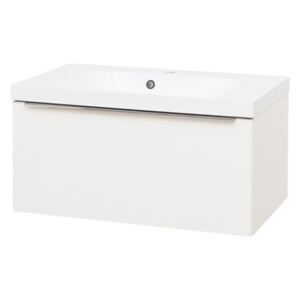 MEREO - Mailo, koupelnová skříňka, umyvadlo z litého mramoru,bílá, 1 zásuvka, 810x476x365 mm (CN516M)