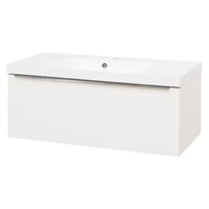 MEREO - Mailo, koupelnová skříňka,umyvadlo z litého mramoru,bílá, dub, antracit, 1 zásuvka, 1010x476x365 mm (CN517M)