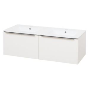 MEREO - Mailo, koupelnová skříňka s keramickým umyvadlem, bílá, 2 zásuvky, 1210x476x365 mm (CN518)