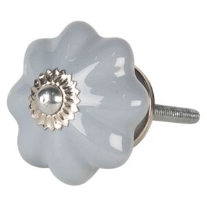 Lesklá modrá úchytka ve tvaru květiny se stříbrným koncem – Ø 4*4 cm