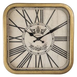 Čtvercové vintage hodiny s římskými číslicemi Paris - 34*7*34 cm / 1*AA
