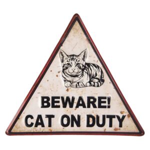 Kovová nástěnná cedule Cat on Duty - 40*35 cm