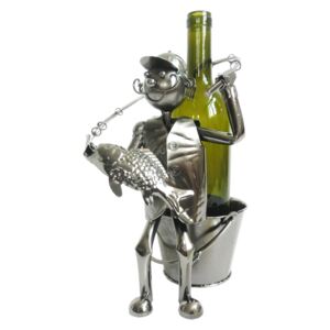 Kovový držák na láhev vína v designu rybáře Chevalier - 21*15*26 cm
