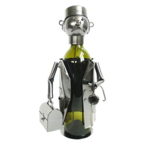 Kovový držák na láhev vína v designu doktora Chevalier - 17*13*20 cm