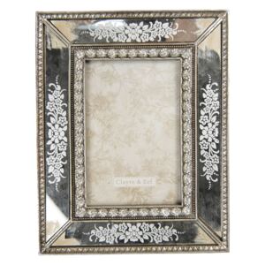 Zrcadlový fotorámeček s květinovými ornamenty - 19*2*24 cm / 10*15 cm