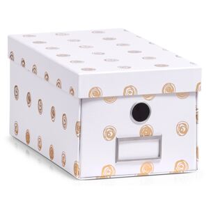 Zeller úložný box s víkem bílý se zlatými tečkami 17550