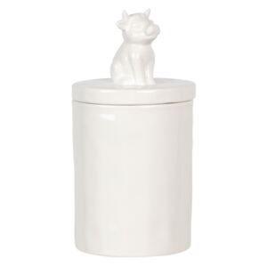 Bílá keramická dóza s krávou na víčku Campagne – Ø 11*19 cm