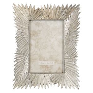 Velký stříbrný fotorámeček s dekorem listů - 18*2*23 cm / 10*15 cm