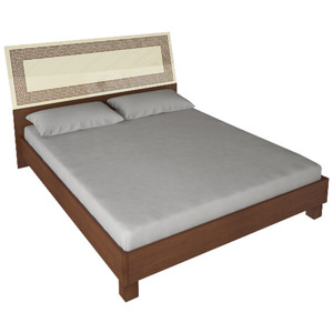 Manželská postel NICOLA + zvedací rošt + matrace DE LUX, 160x200, vanilka lesk/třešeň