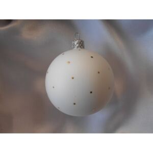 Střední vánoční koule s puntíky 6 ks - bílá/zlatá