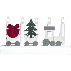 Star trading Candlestick "Julia", 5-lights Train, colour: white/grey/red ca. 16x28 cm, four