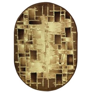 Oválný koberec GOLD 192/12 hnědý / krémový Rozměr: 50x80 cm