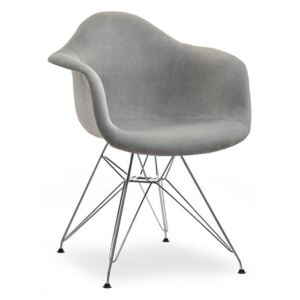 Design Project Světle šedá čalouněná židle DAR II. s chromovou podnoží