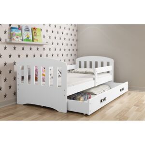 Dětská postel CLASSIC 80x160 cm, bílá/bílá Pěnová matrace