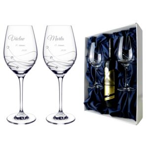 AKRISTAL Set svatebních skleniček na víno - Classic v boxu pro láhev vína