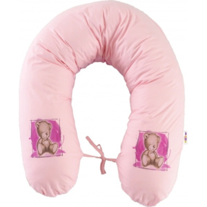 Baby Nellys Kojící polštář - relaxační poduška 170 cm Teddy - růžový