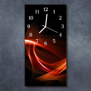E-shop24, 60x30 cm, Hnn9369598 Nástěnné hodiny obrazové na skle - Abstrakt oranžovočervený