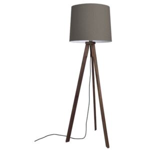 Herzblut Tre, stojací lampa z olejovaného ořechu, taupe stínítko, 1x60W E27, výška 157cm