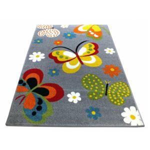 Dětský koberec Mondo motýlci / šedá - 160 x 220 cm