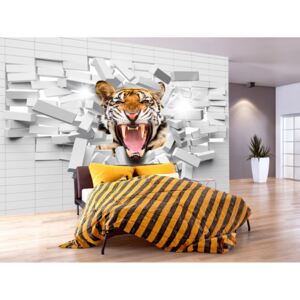 3D tapeta tygr ve zdi + lepidlo ZDARMA Velikost (šířka x výška): 300x210 cm