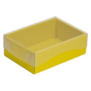 Dárková krabička s průhledným víkem 150x100x50/35 mm, žlutá