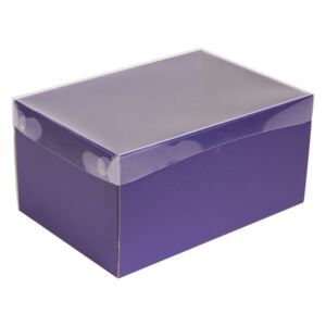 Dárková krabice s průhledným víkem 300x200x150/35 mm, fialová