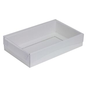 Dárková krabička s průhledným víkem 250x150x50/35 mm, bílá