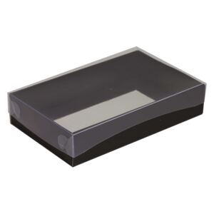 Dárková krabička s průhledným víkem 250x150x50/35 mm, černá