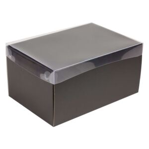 Dárková krabice s průhledným víkem 300x200x150/35 mm, černá