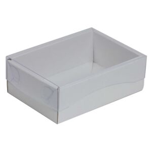Dárková krabička s průhledným víkem 150x100x50/35 mm, bílá