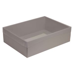 Dárková krabice s průhledným víkem 350x250x100/35 mm, šedá