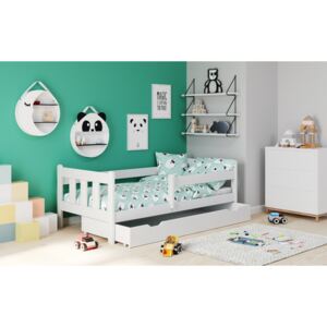 Dětská postel Marinella bílá, masiv s úložným prostorem a zábranou