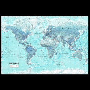 Murando DeLuxe Mapa na korkové tabuli - modrý svět 90x60 cm