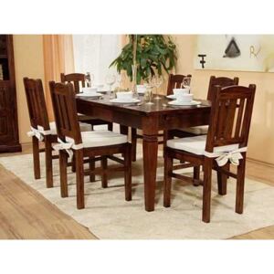 Masivní jídelní stůl s hnědými židlemi Jodpur: 4 90x90