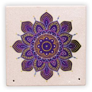 Mani Bhadra Stojánek na vonné tyčinky Květ mandala pískovec 10 x 10 cm