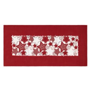 Polyesterový ubrus - vánoční červený s bílými hvězdami 40x85 cm