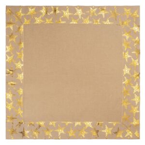 Polyesterový ubrus - vánoční hnědá se zlatými hvězdami 85*85 cm