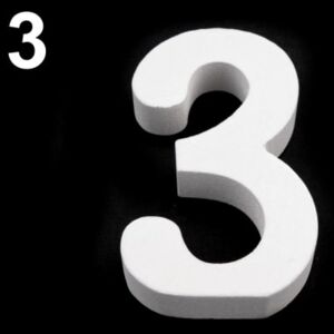 3D dekorace číslice, otazník, vykřičník výška 8 cm - 3 "3" bílá mléčná Stoklasa