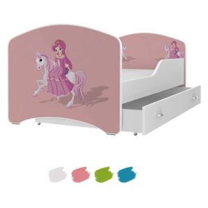 Dětská postel IGOR s motivem PRINCEZNA NA KONI včetně úložného prostoru