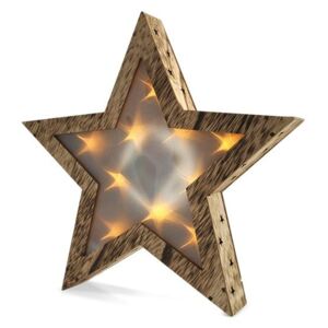 Solight LED dřevěná vánoční hvězda, 3D efekt světla, 3 x AA , teplá bílá 1V42