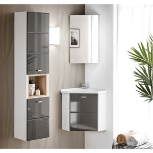 Koupelna - FINKA grey, 40 cm, sestava č. 6, bílá/lesklý grafit
