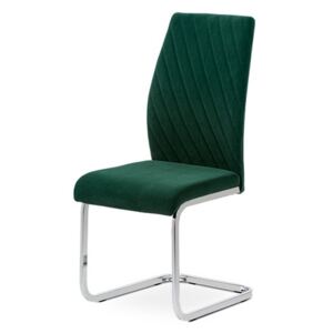 Jídelní židle - zelená sametová látka, kovová chromovaná podnož