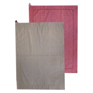 Home Elements Utěrka z recyklované bavlny, 2 ks, 50 x 70 cm, béžová + červená
