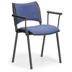 Konferenční židle SMART - černé nohy s područkami modrá