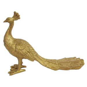 Dekorační zlatá soška Páv - 28*9*19 cm