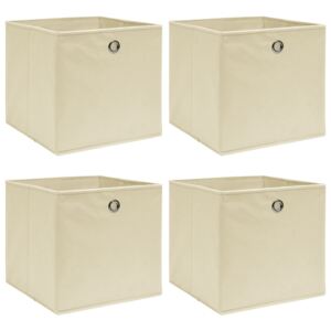 Úložné boxy 4 ks krémové 32 x 32 x 32 cm textil