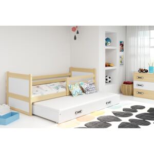 Dětská postel s přistýlkou RICO 2 80x190 cm, borovice/bílá Pěnová matrace