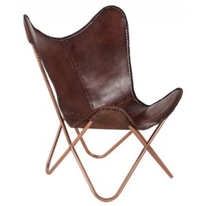 Židlo-křeslo BUTTERFLY BROWN pravá kůže Nábytek | Obývací pokoj | Křesla
