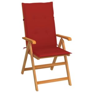 Zahradní židle s červenými poduškami masivní teak