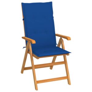 Zahradní židle s královsky modrými poduškami masivní teak